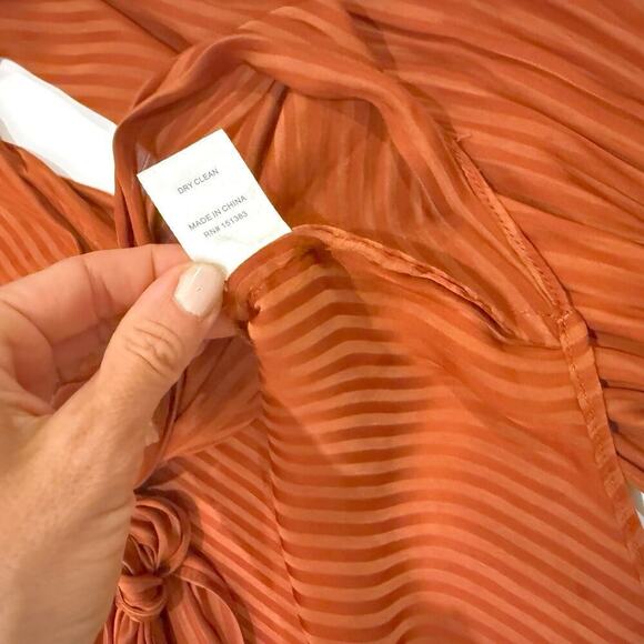 Current Air Blouse Size Small Rust Orange Striped Long Sleeve Anthropologie Boho - Picture 13 of 13